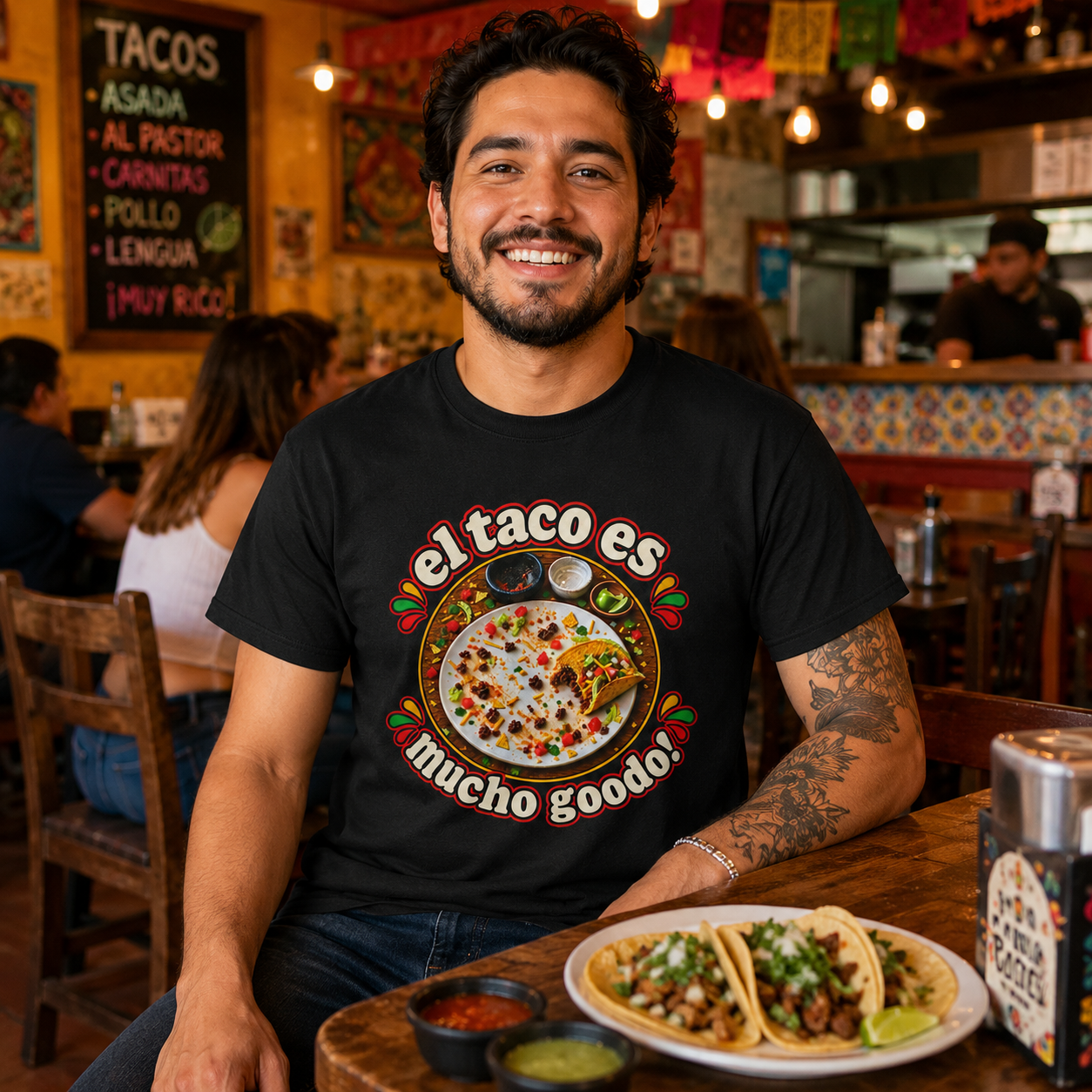 El Taco Es Mucho Goodo! Funny Taco Shirt | Taco Lover Bella+Canvas 3001 Unisex Tee - Image 2