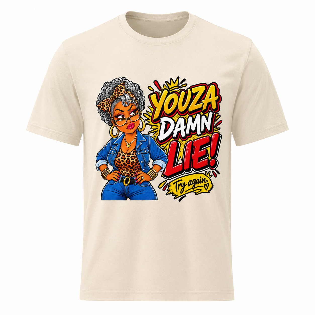 YOUZA DAMN LIE! Funny Sarcastic Shirt | Sassy Graphic Bella+Canvas 3001 Unisex Tee - Image 18