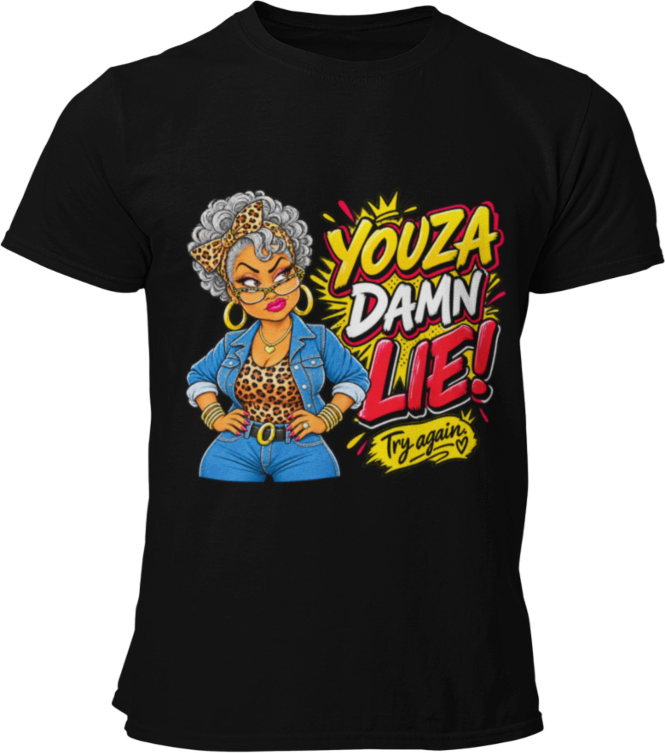 YOUZA DAMN LIE! Funny Sarcastic Shirt | Sassy Graphic Bella+Canvas 3001 Unisex Tee - Image 3