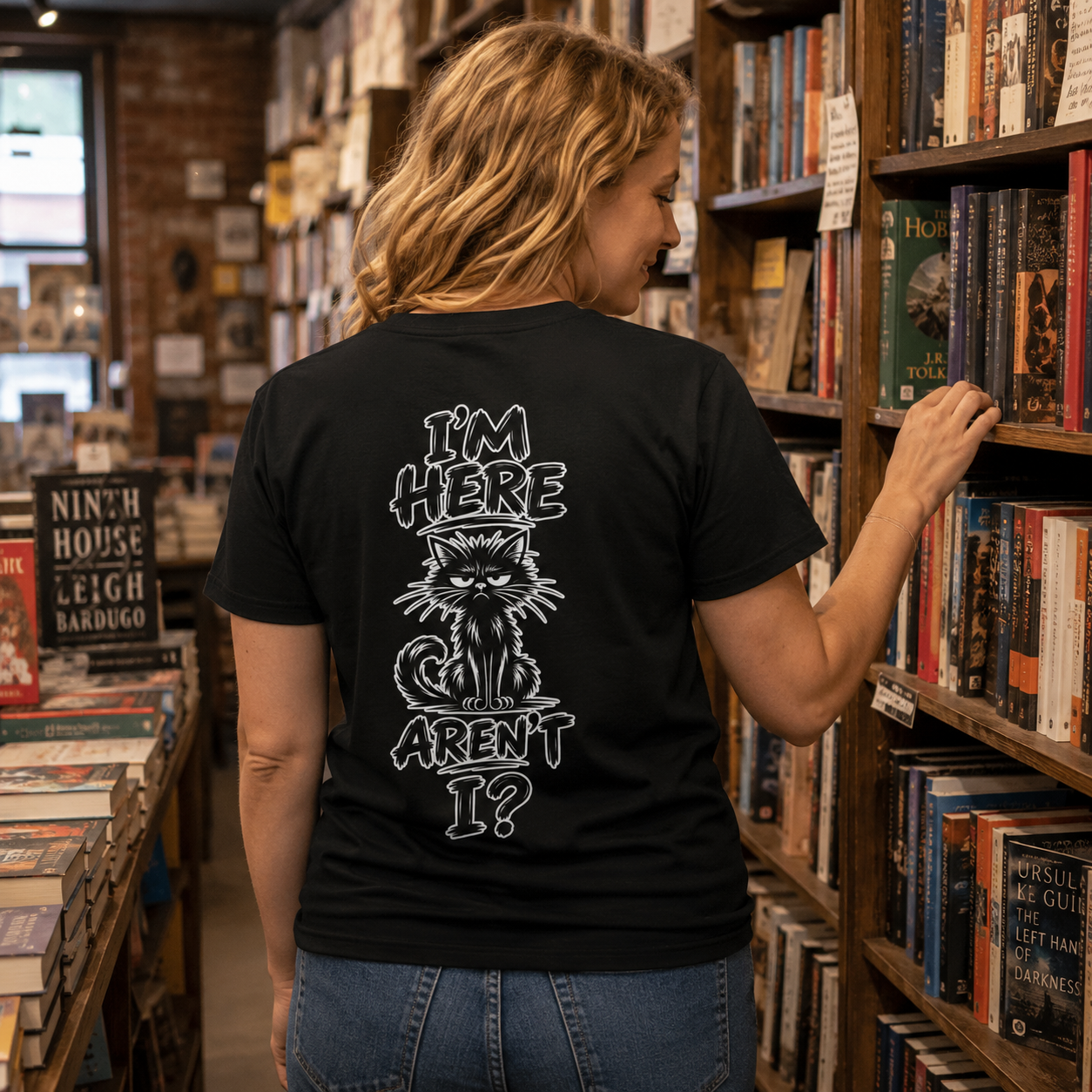 I'm Here Aren't Shirt, Funny Grumpy Cat T-Shirt, Sarcastic Cat Tee, Back Print Graphic Shirt, Funny Attitude Tee, Unisex Cat Shirt - Image 3