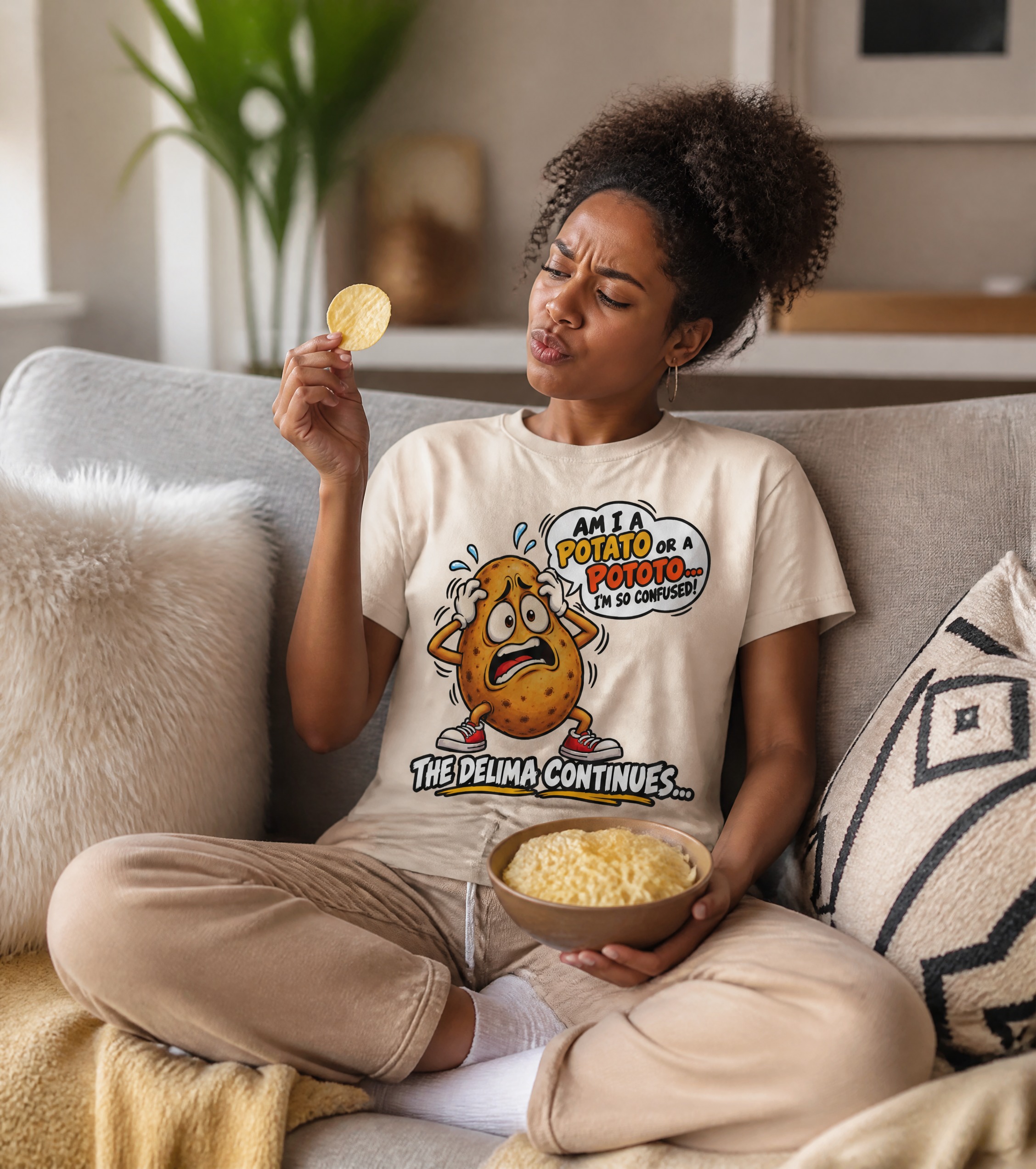 Potato or Pototo? Funny Confused Potato T-Shirt – The Delima Continues - Image 11