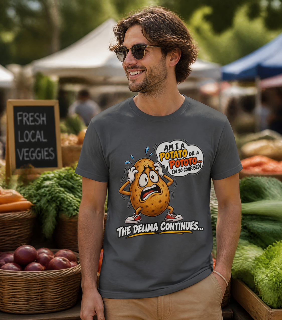 Potato or Pototo? Funny Confused Potato T-Shirt – The Delima Continues - Image 16
