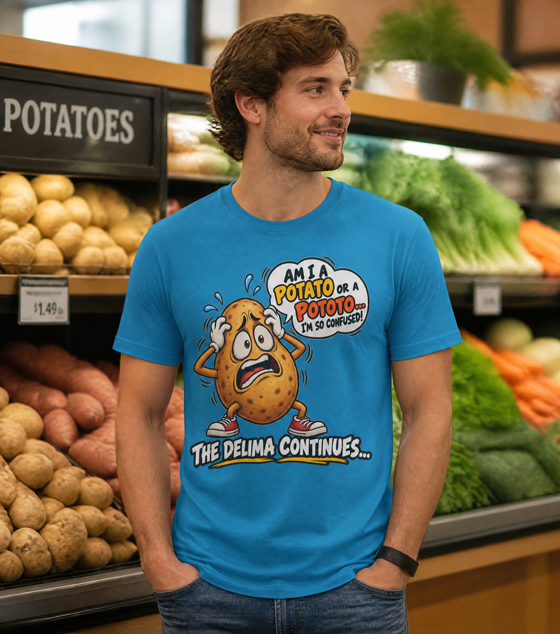 Potato or Pototo? Funny Confused Potato T-Shirt – The Delima Continues - Image 2